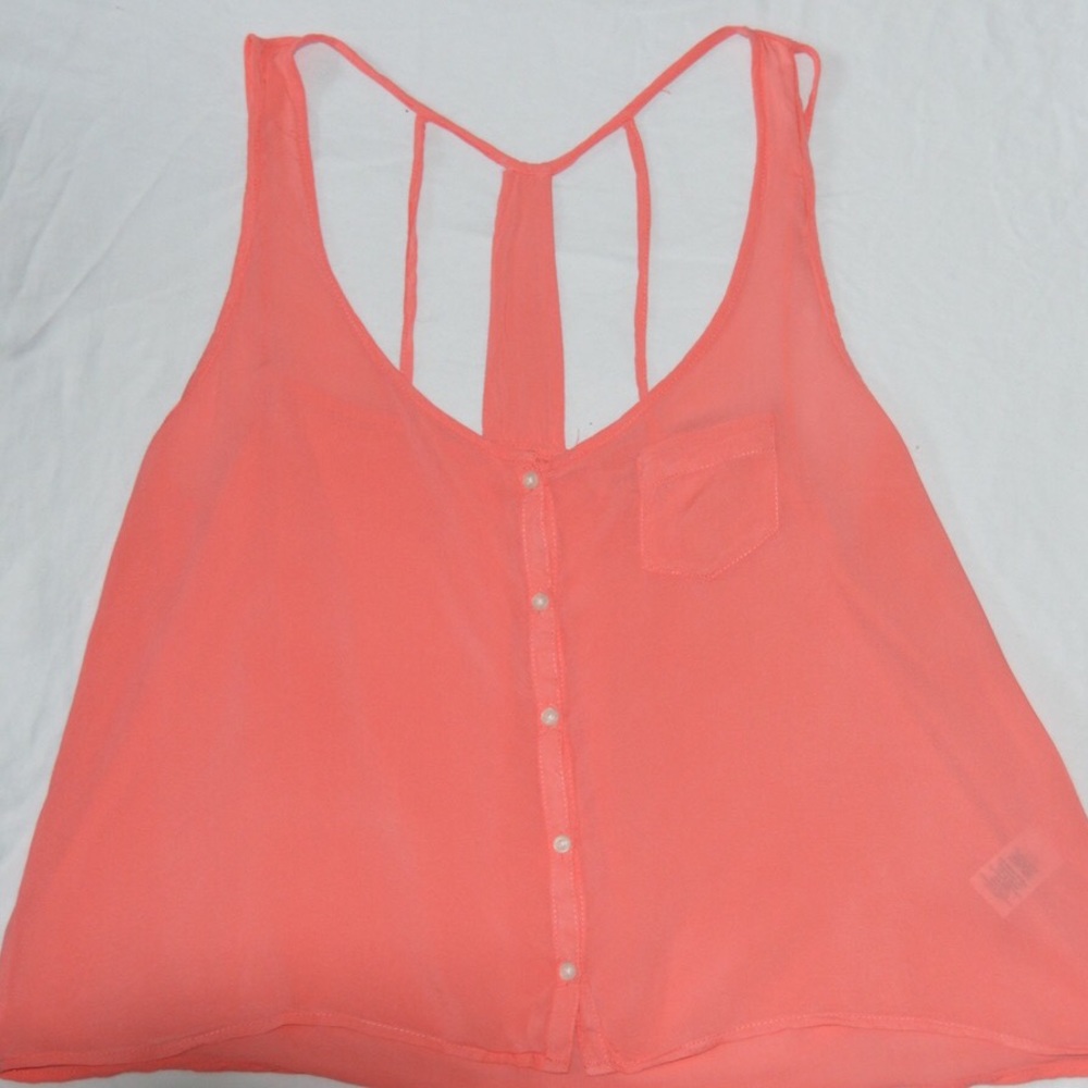 Button Up Coral Blouse